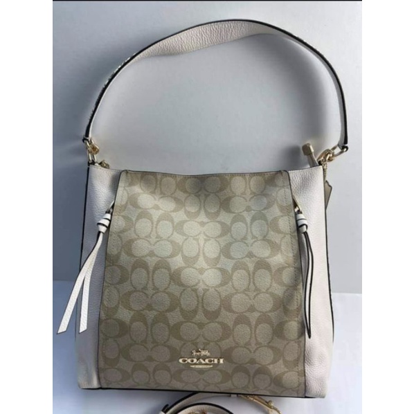 Coach 90435 Signature Mixed Leather Marlon Hobo authentic