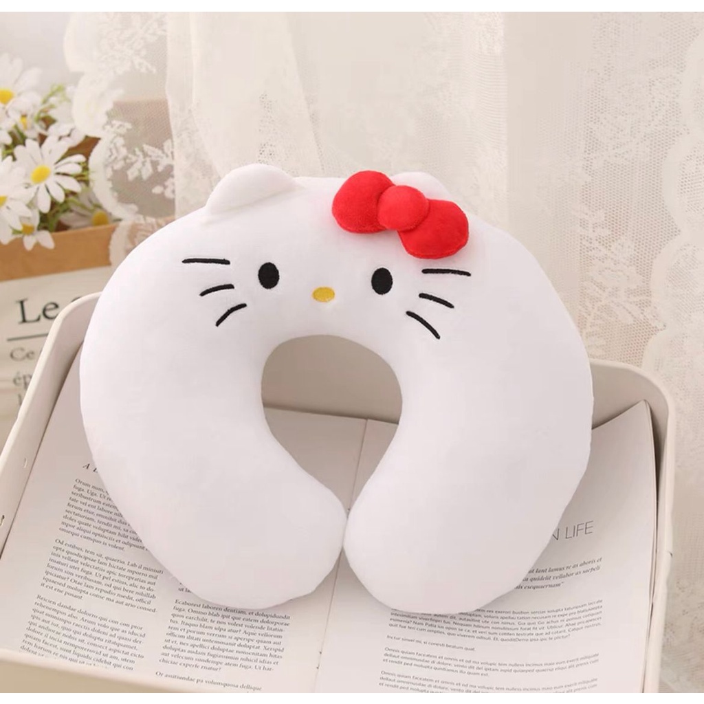 BANTAL LEHER BONEKA HELLO KITTY MELODY POMPOMPURIN CINNAMOROLL KUROMI NECK PILLOW IMPOR