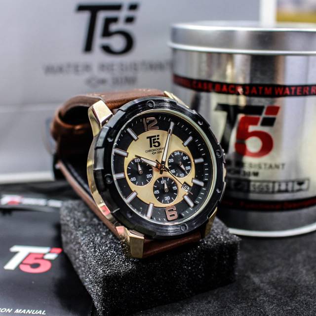 Jam T5 H 3487 original leather chronograph bergaransi free box