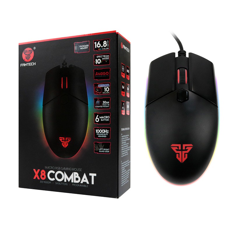 FANTECH MOUSE USB GAMING X8 MAKRO RUNNING RGB MAKRO+MEMORY