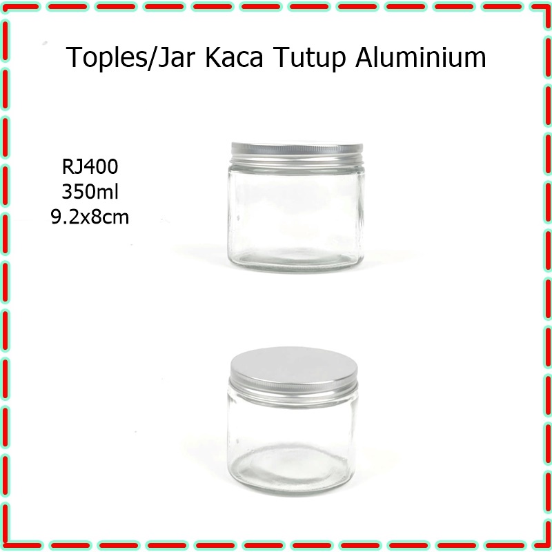 Toples/Jar Kaca Tutup Aluminium 450ml/350ml/200ml Silver dan Rose Gold CULLETPRIMA