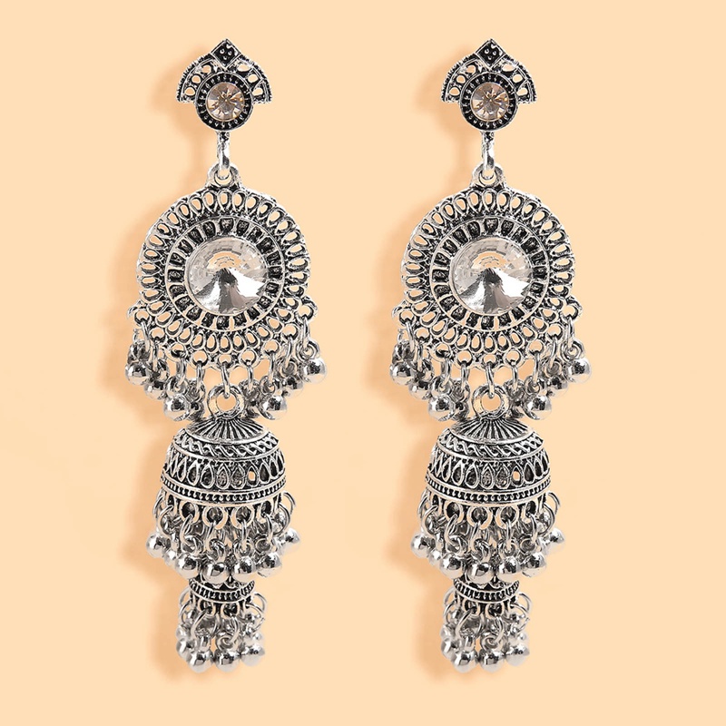 Anting Liontin Mutiara Bentuk Sangkar Burung Warna Emas Gaya Etnik Bohemian Indian Jhumka Jhumki Vintage