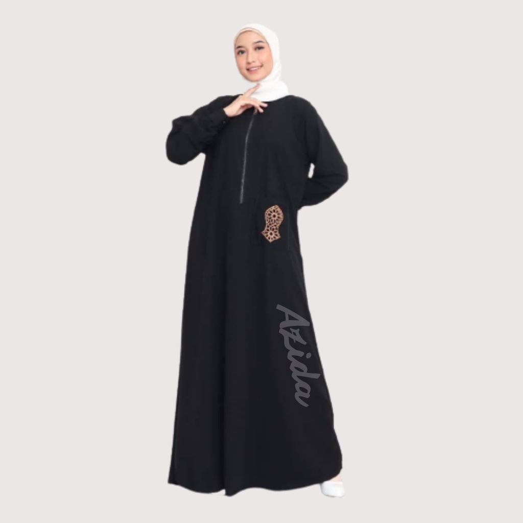 Abaya Gamis Hitam Polos Turkey Dubai Arabian Baju Muslim Kekinian Resleting Depan Ada Sakunya Untuk Remaja Dewasa atau Ibu Menyusui Bahan Jetblack Premium Longdress Syari Jumbo Lengan Panjang Busui Friendly Bisa Buat Sehari-hari, Pesta atau Kondangan