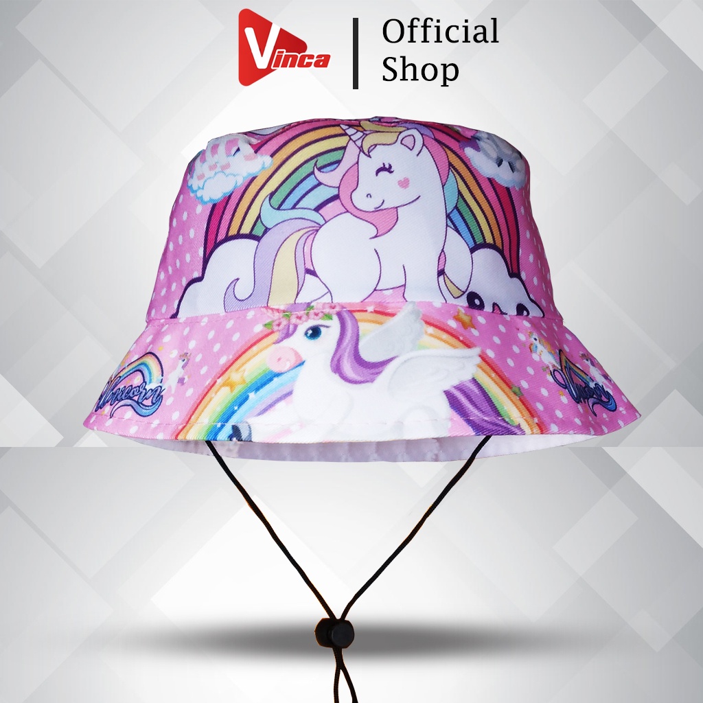 Topi Bucket Anak Perempuan Motif Unicorn Atau Kuda Poni