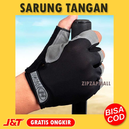 Sarung Tangan Motor Bersepeda Pria Wanita Touring Touch Screen Half Finger Murah - Gloves Motor