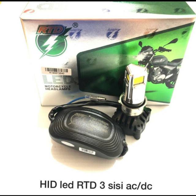 Lampu depan led 3 sisi cahaya putih merk rtd variasi motor