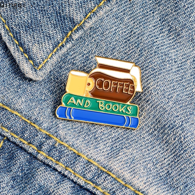 Bros Pin Enamel Bentuk Kartun Buku Kopi Untuk Hadiah