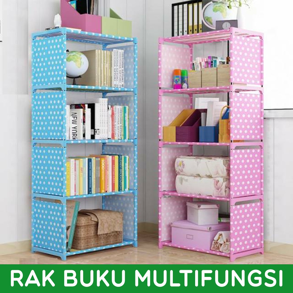 Rak Serbaguna Kain 5 Tingkat 4 Susun Rak Buku Portable Lemari Multi Fungsi Kreasirumah88