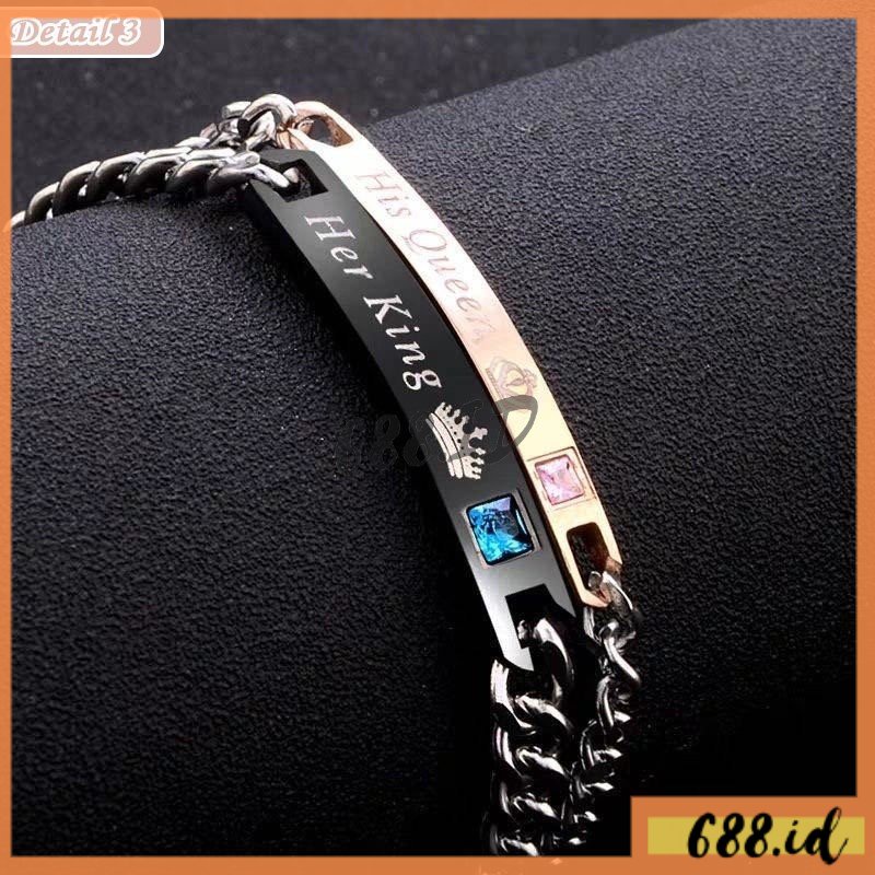 [688.id] Gelang Fashion Pria &amp; Wanita (TIDAK CUSTOM NAMA)  Bisa Couple Her King His Queen Pasangan Bestie Murah Meriah GL 34