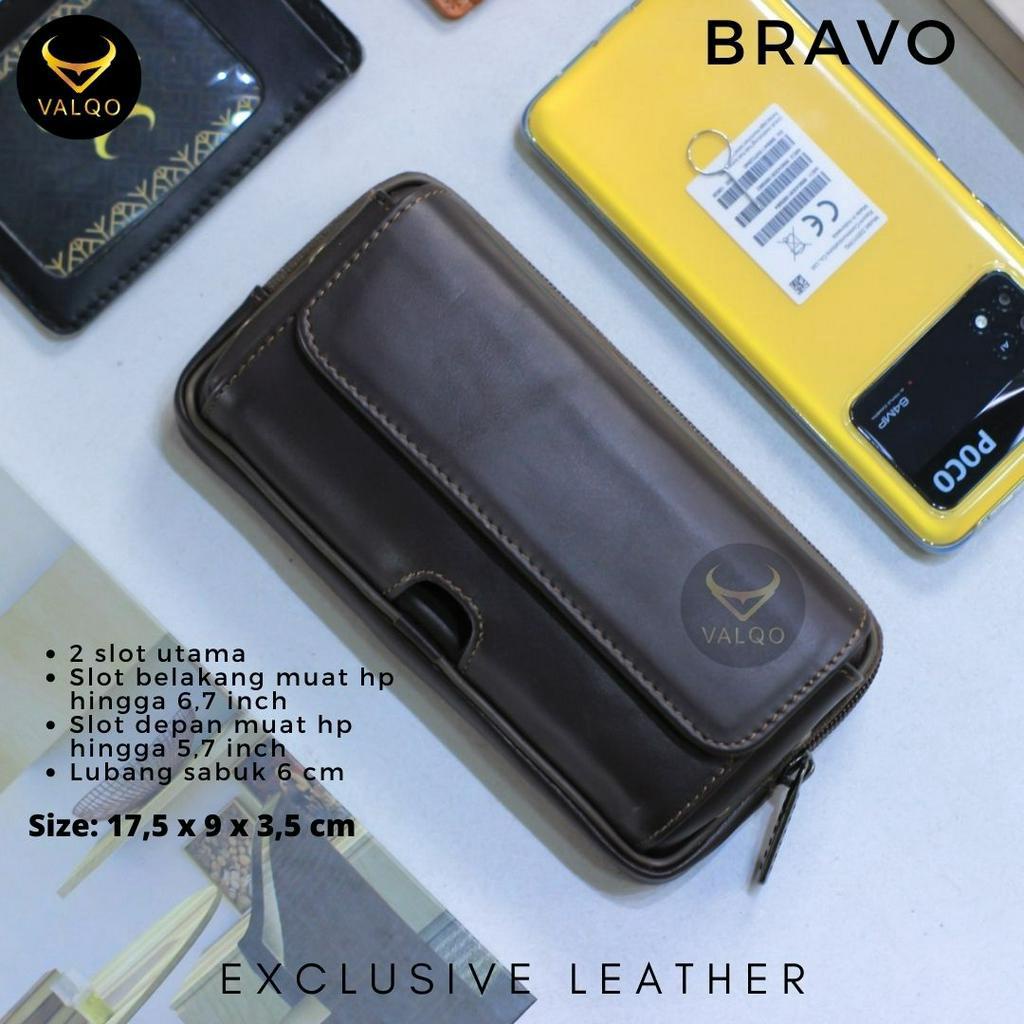 [VALQO] BRAVO Sarung HP Kulit Sapi Asli 2 Slot Muat HP Hingga 6,7 inch Tempat HP Dompet HP