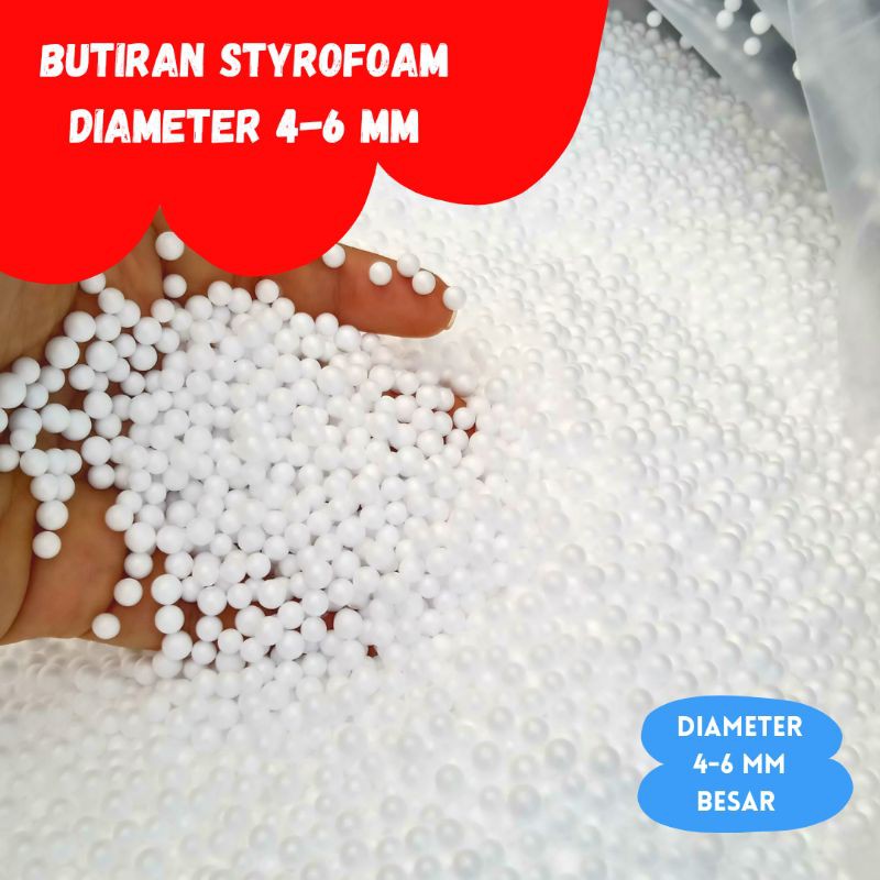 butiran styrofoam isi bean bag size besar ( 4-6 mm )/ butiran sterofoam 3-4 mm/ butiran styrofoam 1 