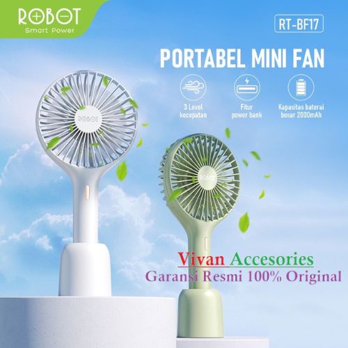 Robot RT-BF17 Kipas Angin Portable Mini Fan USB 2000mAh 2 in 1 Genggam