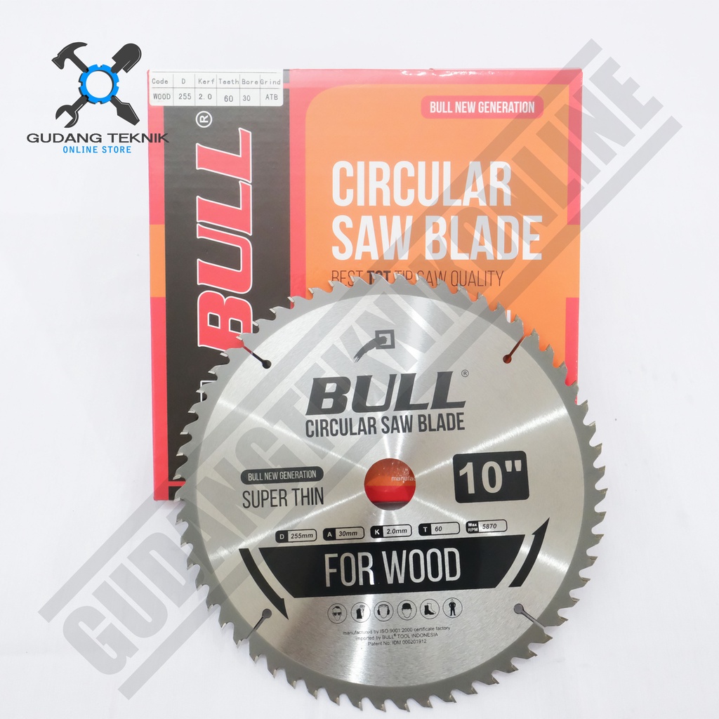 Mata Pisau Kayu Circular Saw BULL 10&quot; 24T 40T 60T - Mata Gergaji Circle 10 Inch 24T 40T 60T - Circular Saw Blade