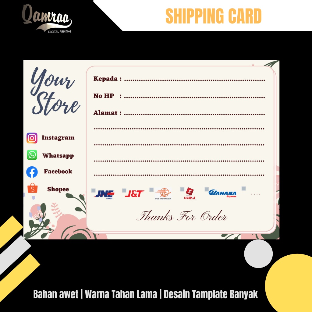 

Stiker label pengiriman online shop (Custom) | Stiker pengiriman online shop | label pengiriman olshop full ekspedisi | label pengiriman olshop termurah | label pengiriman olshop murah