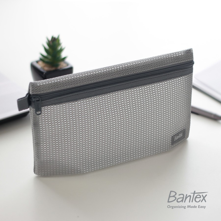 

Bantex Grey Zipper Storage Pouch Handbag Pencil Case 8108 05