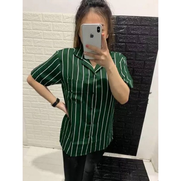 Kemeja Salur Pria Stripe Premium Cowok Cewek