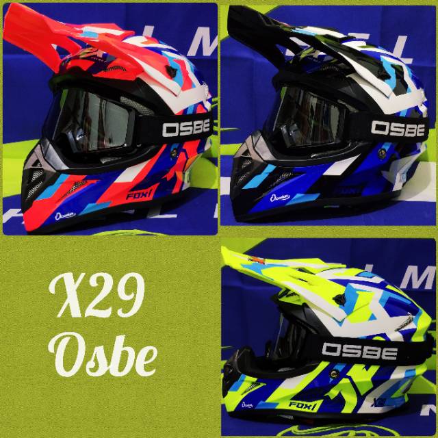 Helm Cross JPX - JPX Cross fox1 motif X29 okso all warna + Goggle OSBE