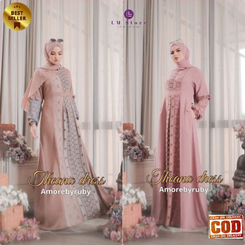 DRESS THEANA GAMIS ORIGINAL BRAND AMORE BY RUBY TERBARU FASHION MUSLIM AMORA TERKINI DRES KONDANGAN