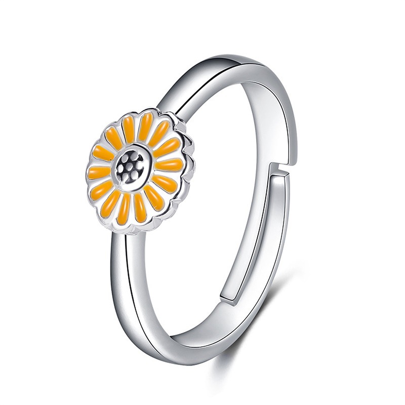 Korea Fashion Little Daisy Girl Ring Membuka Cincin Disesuaikan Sederhana Hadiah Ulang Tahun Untuk Pacar