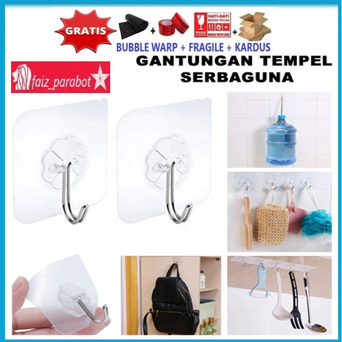 GANTUNGAN TEMPEL HOOK AJAIB GANTUNGAN DINDING KAIT MAGIC SERBAGUNA KAMAR MANDI DAPUR / HANGER