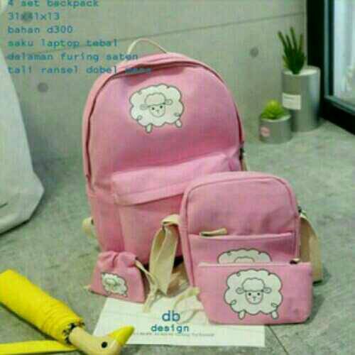 Promo tas sekolah ransel set 4 grosir tas sepatu wanita murah Diskon