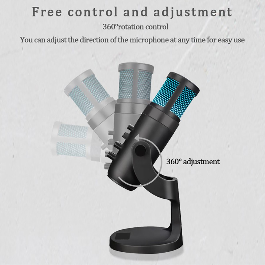 MICROPHONE - MIC CONDENSER USB OMNIDIRECTIONAL MIK REKAMAN RGB LIGHT STUDIO GAMING