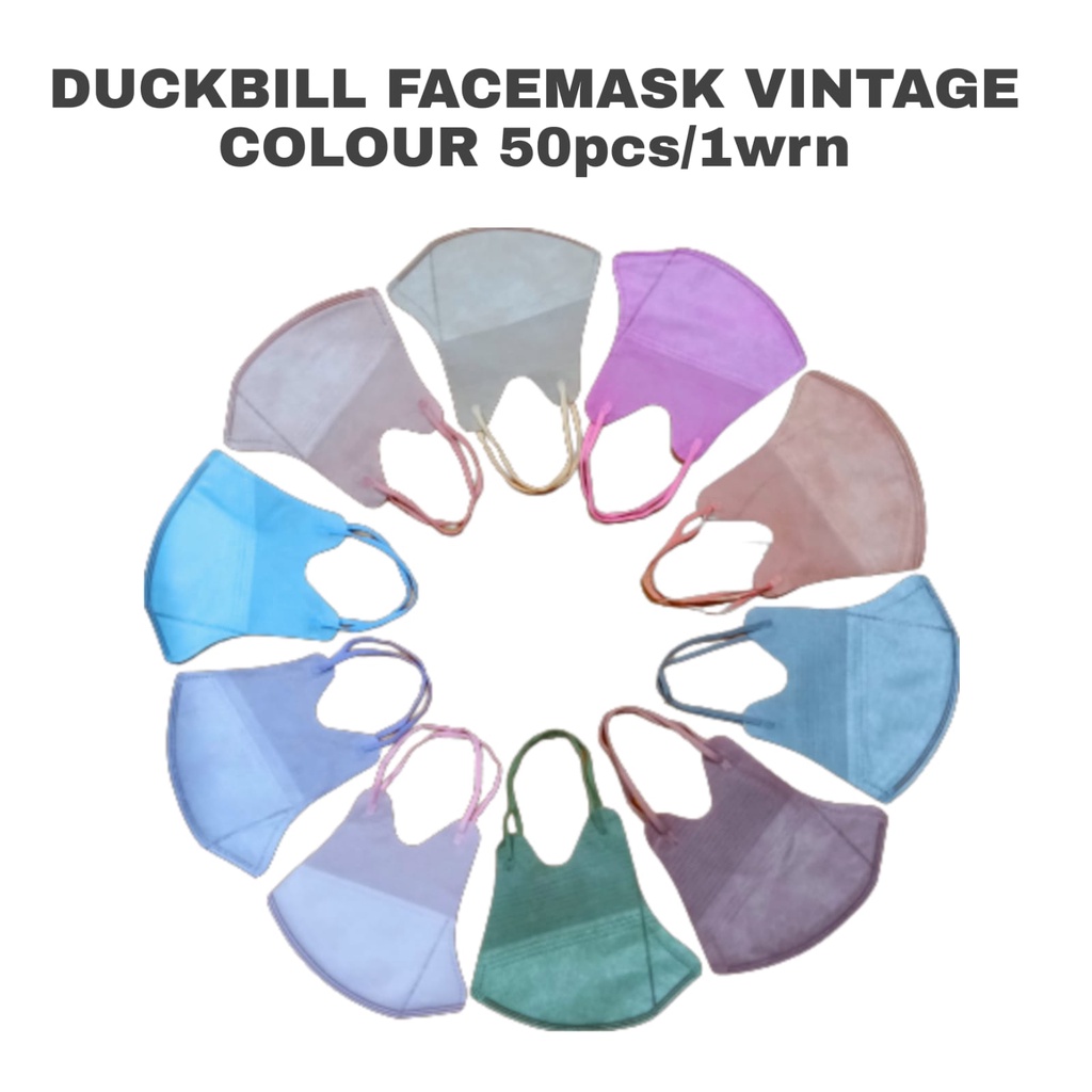 MASKER DUCK BILL VINTAGE CAREION 3PLY ISI 50PC MASKER DUCKBILL CAREION FACEMASK 3D WARNA VINTAGE SERIES - DUCKBILL VINTAGE (50PC)