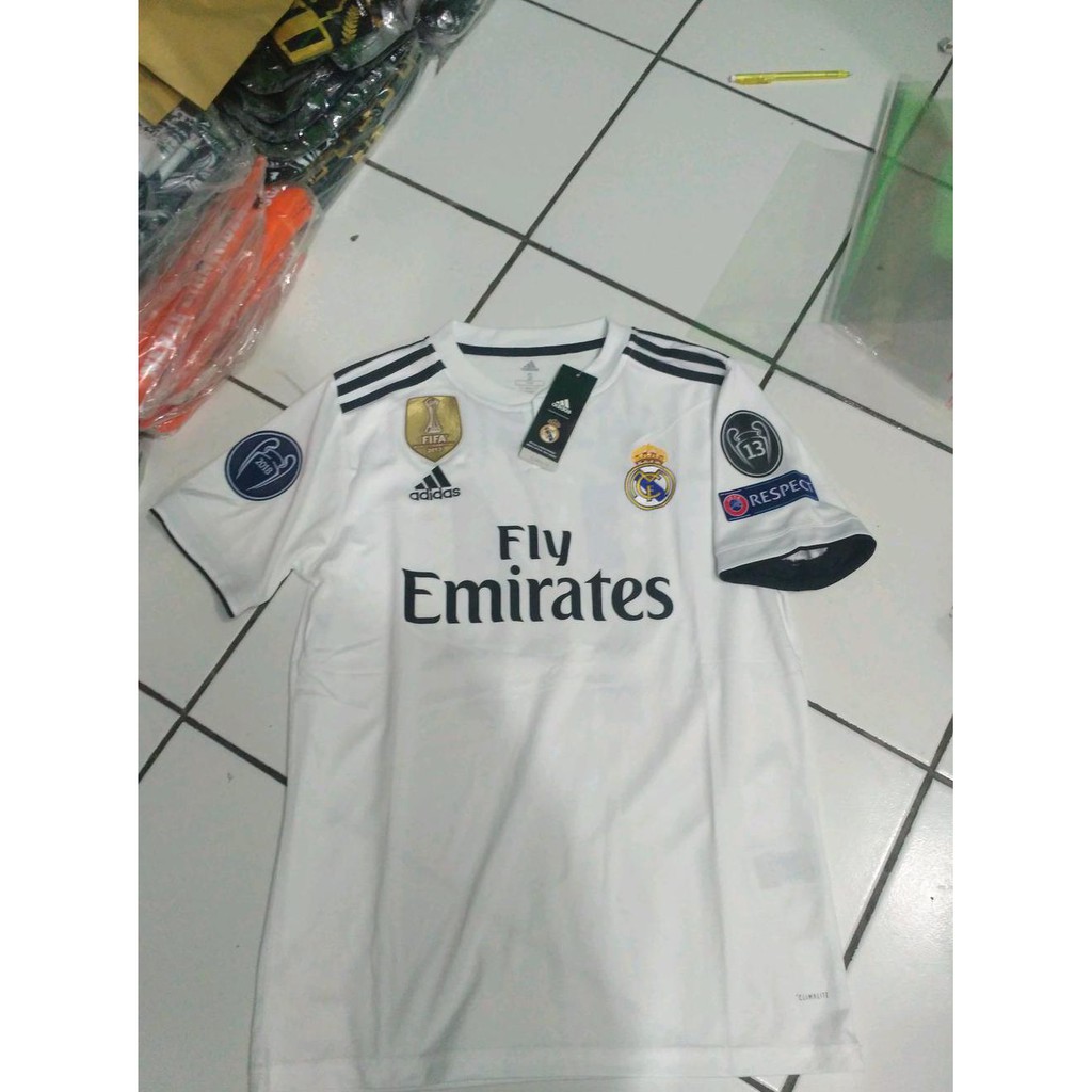 TERLARIS !! Jersey real madrid home 2018 2019 full patch champions TERBARU
