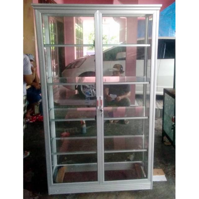 Etalase Aluminium Kaca Pintu Kupu Tarung 100-170