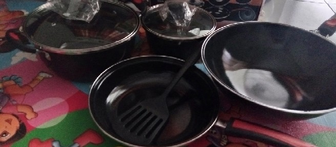 Wajan Enamel Set Gagang Merah/wajan Penggorengan Teflon Anti Lecet (texania)