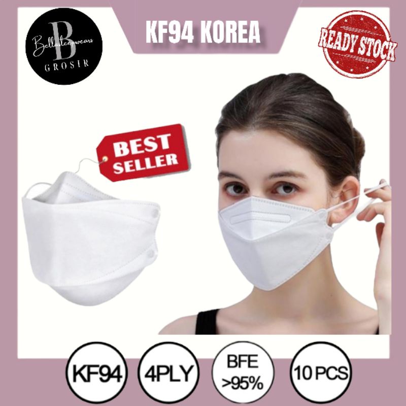 NEW MASKER KF94 PUTIH WHITE PACK 4PLY MURAH - PROTECTIVE MASK MEDICAL GRADE