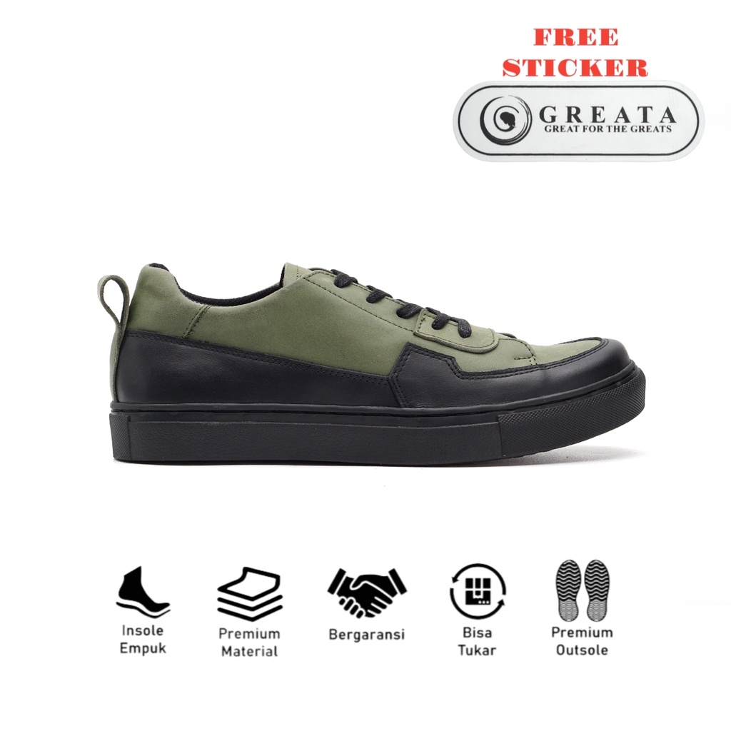 DAILY x GREATA Sepatu Sneakers Casual Kulit Asli Formal Kerja Kantor Kasual Pria Greata Frederik Ori