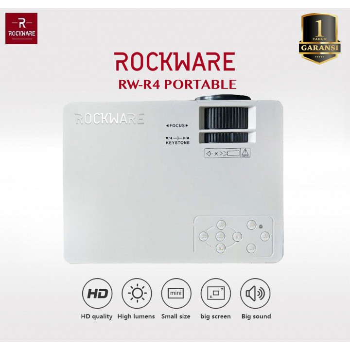 ROCKWARE RW-R4 - LED 720P Projector 1000 Lumens - FREE ANYCAST Dongle