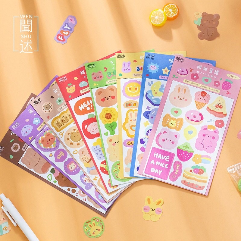 

[B-01] stiker semi sweet deco 2 dan 3 lembar cute untuk jurnal/catatan/dekorasi dan studygram aesthetic estetik cute