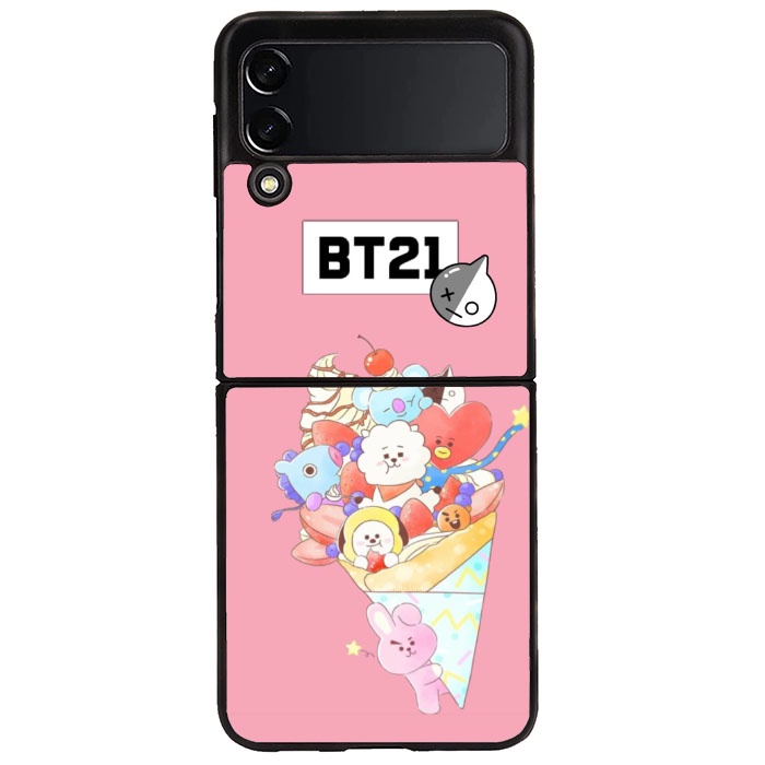 Case Casing Softcase Cover Samsung Galaxy Z Flip3 5G BTS BT21 Pink Cute P1879