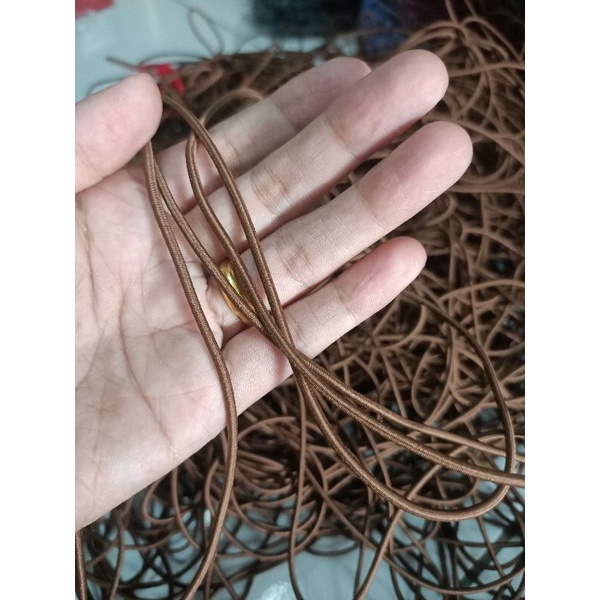 tali bulat elastis tali string elastis/tali karet bulat  3mm 13 warna( permeter)-Coklat Pramuka 2,5mm