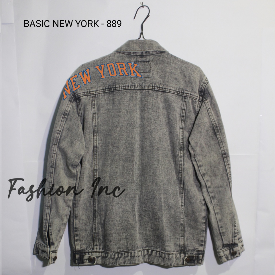 NY887 FASHION INCJAKET DENIM BLACK WASH CROP JAKET JEANS WANITA