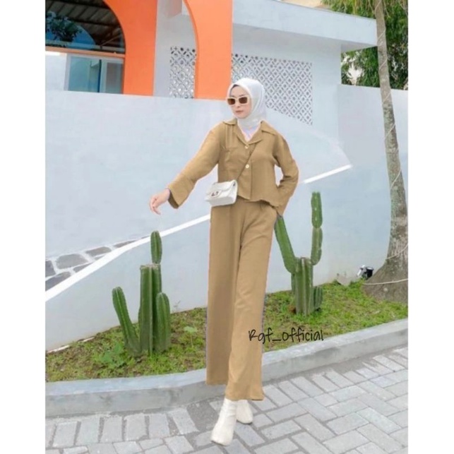 ONE SET CROP TOP BLEZER || KEMEJA CROP CRINGKLE || SET WANITA-COKSU