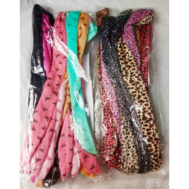 Bandana kawat 12 PCS beludru/bando kawat chibi ikat medium