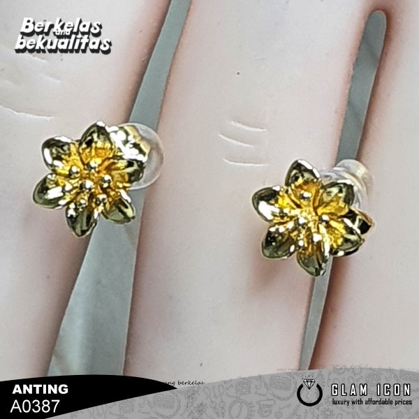 Anting tusuk dubai bunga enam titik A0039