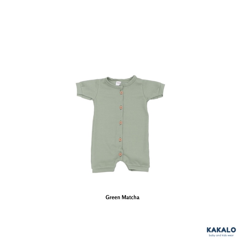 KAKALO Pakaian Bayi | Bunaken Rib Romper (0-1 Tahun)-Green Matcha