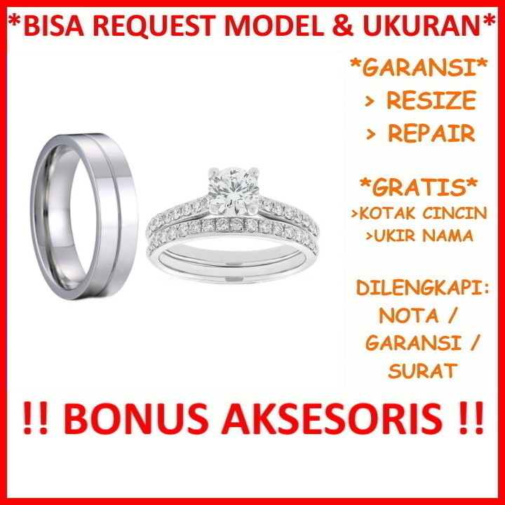 Gratis Ukir Nama Garansi Silver Asli Bisa Pesan Model Cincin Kawin Couple Perak Tunangan Nikah Id565