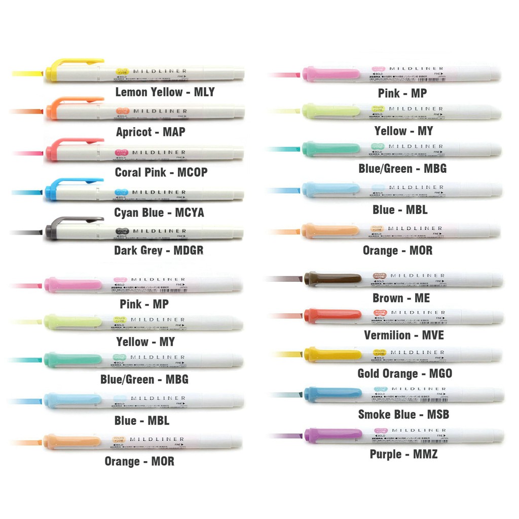 

HJK Zebra Mildliner Double Ended (Water Based Marker) - Zebra Midliner