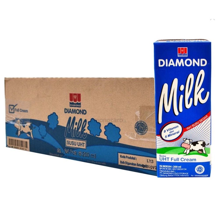

Ee541F10 Susu Uht Diamond 1 Liter Full Cream Plain Krim Milk - 1 Lusin / Karton 6dd