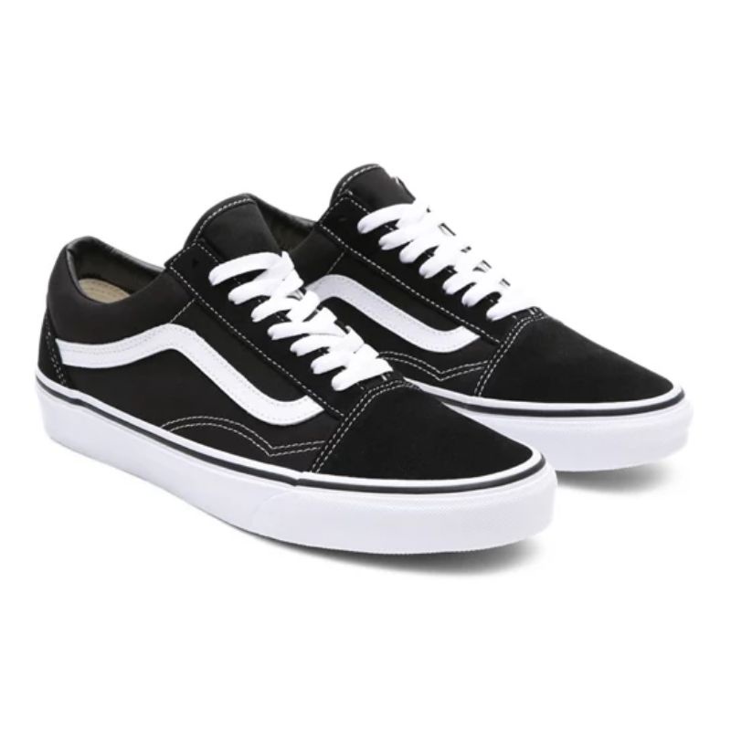 vans old skoll sepatu sekolah kerja hitam sneakers fashion