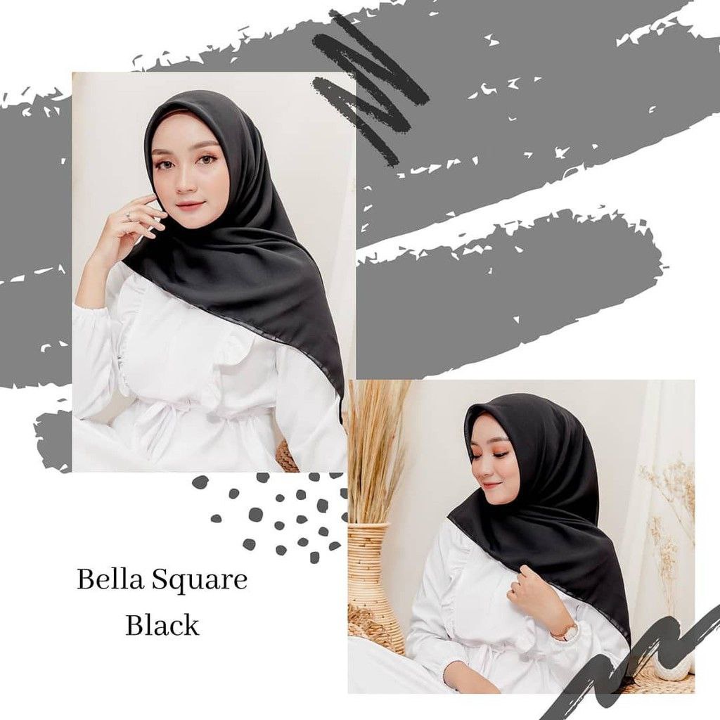 Hijab Segi Empat Polos Bella Square - Jilbab Muslim Bela Squer Kerudung Murah Bella Kerudung Terbaru - Warna Lengkap - Toko Hassanah