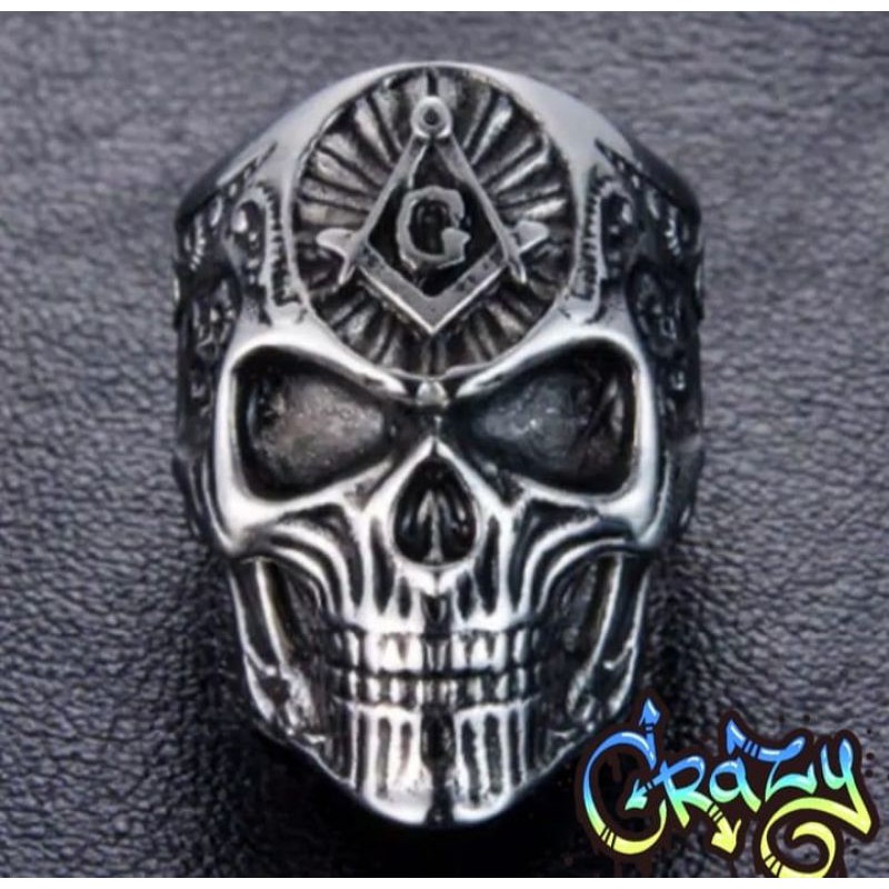 cincin ring old skool tengkorak lambang iluminati