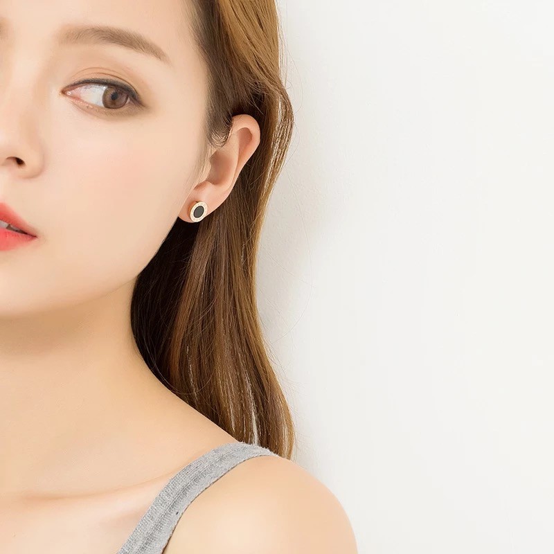 Anting Tusuk Lapis Rose Gold 18k Desain Angka Romawi Gaya Korea Untuk Wanita