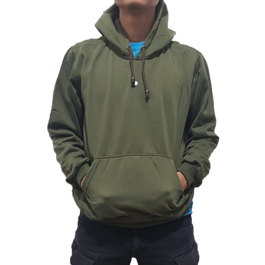 SWEATER POLOS HOODIE JUMPER HIJAU ARMY UNISEX TERMURAH KEREN