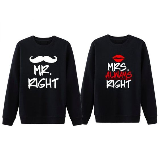 MR right / MRS always right Sweater Couple Fleece All Size - Big Size S M L XL XXL XXXL XXXXL XXXXXL